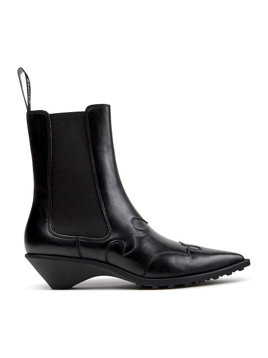 Anita Damen Leder-Cowboystiefeletten Schwarz