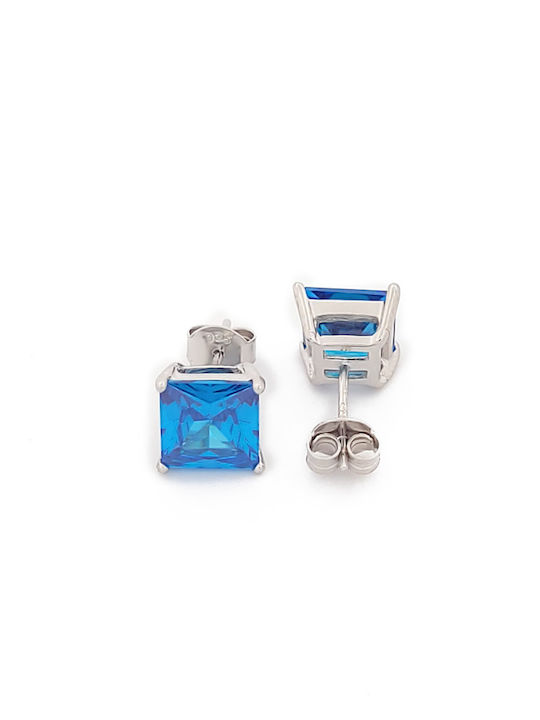 Silberne Damen-Ohrstecker, quadratisch, mit blauen Zirkonia, Art.-Nr. 110248