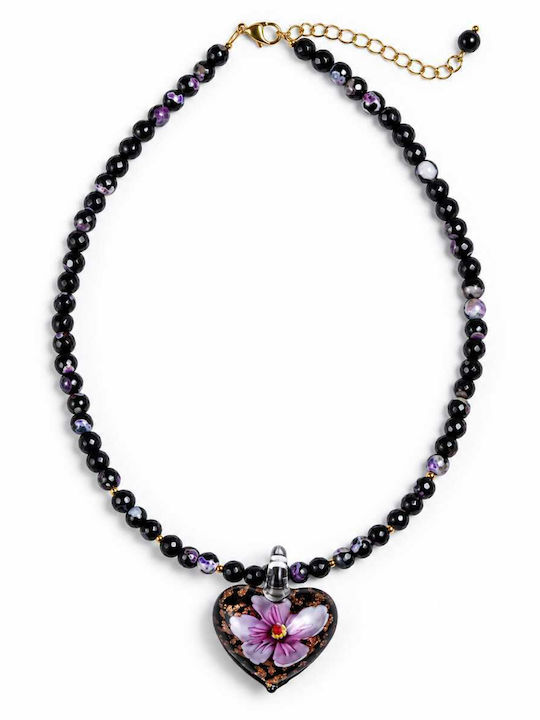 Cuoro Halskette mit Herzmotiv aus violettem Murano-Glas