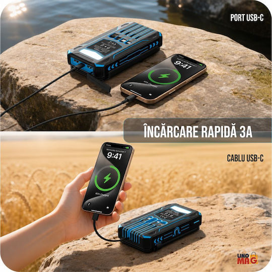Linomag Ηλιακό Power Bank 20000mAh 15W με 3 Θύρες USB-A και Θύρα USB-C Blue