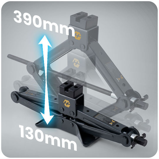 Humberg Hand-Operated Scissor Jack with Lifting Height up to 39 cm and Load Capacity up to 2 Tons