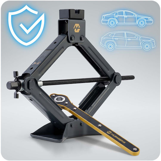 Humberg Hand-Operated Scissor Jack with Lifting Height up to 39 cm and Load Capacity up to 2 Tons