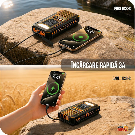 Linomag Ηλιακό Power Bank 20000mAh 15W με 3 Θύρες USB-A Πορτοκαλί