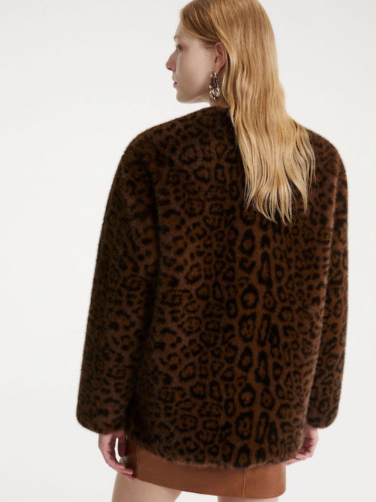 Palton Leopard pentru Femei Cacao