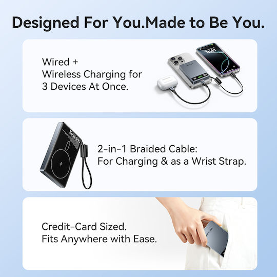 Vention MagSafe Power Bank 10000mAh 22.5W με Θύρα USB-C Charcoal Grey