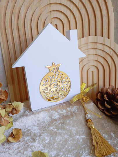 By Anastasia's Art Creations Επιτραπέζιο Γούρι Σπίτι Λευκό από Πλεξιγκλάς