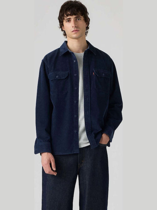 Classic Langarm-Cord-Overshirt in weiter Passform Navy Blazer