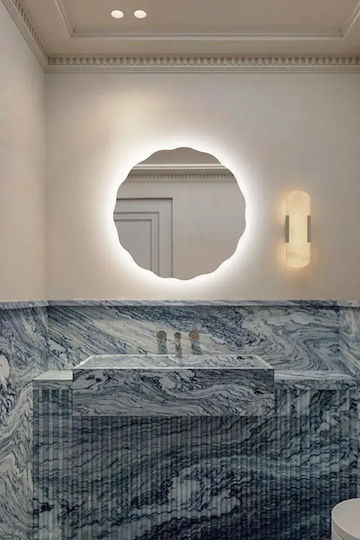 SteweHome Ασύμμετρος Καθρέπτης Μπάνιου Led 70x70cm