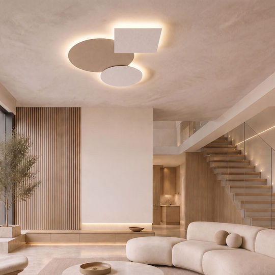 Zambelis Lights Sigma Φωτιστικό Οροφής Τοίχου Led Εναλλαγή Χρώματος Καφέ Λευκή 75x110 Εκ 2687 Dimmable