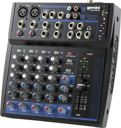 Gemini Mixer Analogic cu 8 Canale și Bluetooth