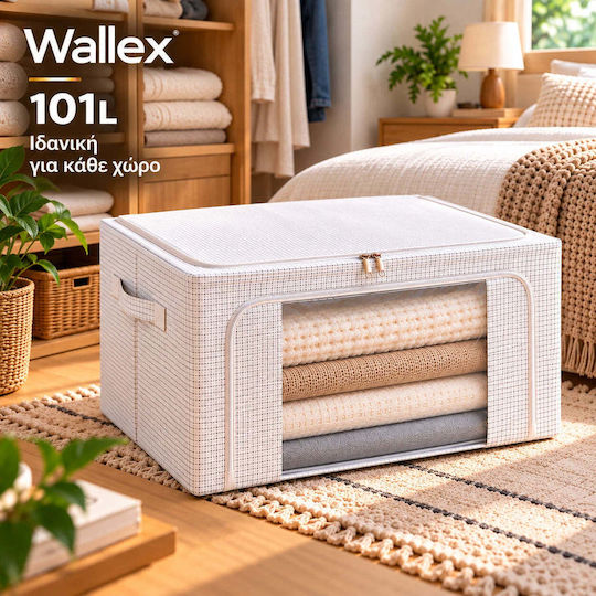 Wallex Cutie Textilă de Depozitare pentru Haine / Pătură/Pilotă / Costum / Palton / Rochii / Lenjerie Intimă / Șosete / Articole Tricotate / Cămașă / Curele / Genți / Cravate, de Culoare Albă 60x42x40cm
