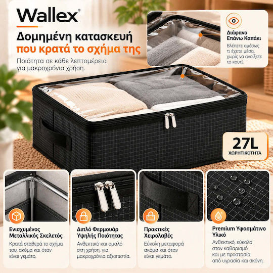Wallex Cutie Textilă de Depozitare pentru Haine / Lenjerie Intimă / Costume / Paltoane / Pături/Pilote / Cravate / Rochii / Șosete / Tricotaje / Cămăși / Curele / Genți în Culoare Neagră 45x30x20cm