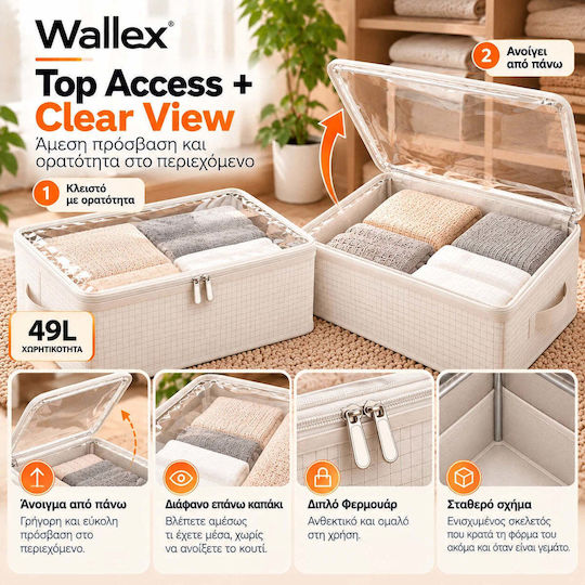 Wallex Cutie de Depozitare din Material Textil pentru Haine / Pătură/Pilotă / Costum / Palton / Cravate / Rochii / Lenjerie Intimă / Șosete / Tricotaje / Cămașă / Curele / Genți, de Culoare Albă, 51x40x24cm