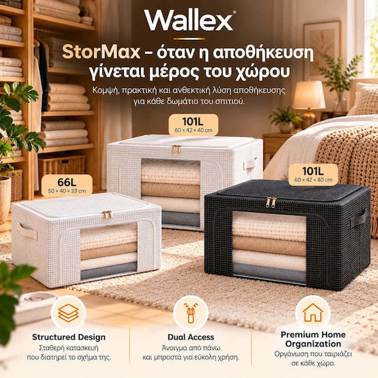 Wallex Cutie Textilă de Depozitare pentru Haine / Pătură/Pilotă / Costum / Palton / Rochii / Lenjerie Intimă / Șosete / Articole Tricotate / Cămașă / Curele / Genți / Cravate, de Culoare Albă 60x42x40cm