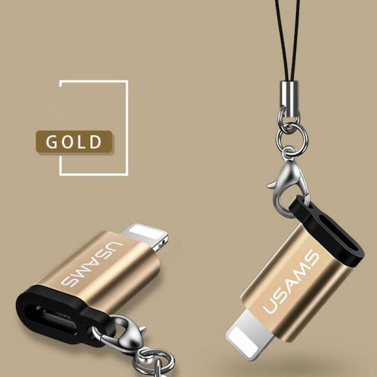 Usams US-SJ152 Μετατροπέας Lightning male σε micro USB female Χρυσό 1τμχ