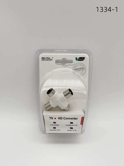 SGL 098784 Μετατροπέας Coaxial 2x male σε Coaxial 2x female Λευκό