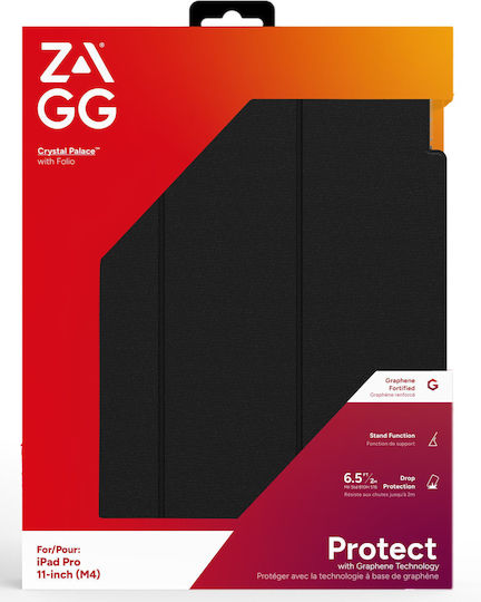 Zagg Crystal Palace Folio Калъф за iPad Pro 11" M4 Прозрачна Защита при Падане от 2 м Антимикробен