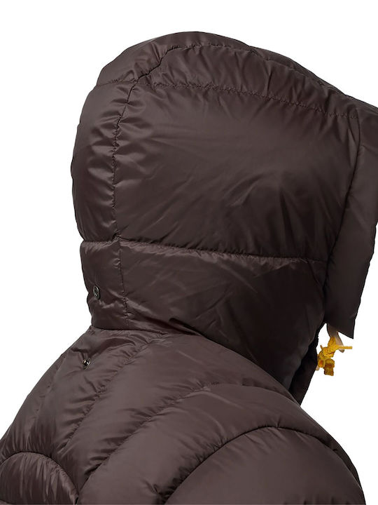 Expedition Down Lite Winter Synthetic Leather Windproof Brown Jacket