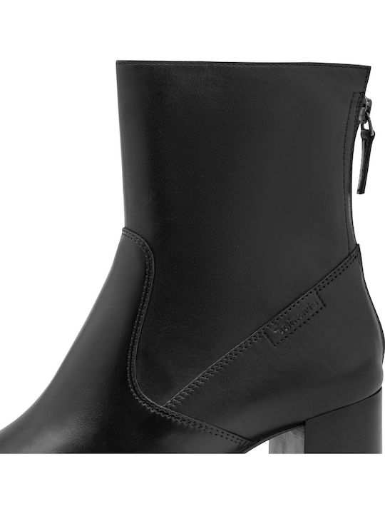 Schwarze Damen-Lederstiefeletten