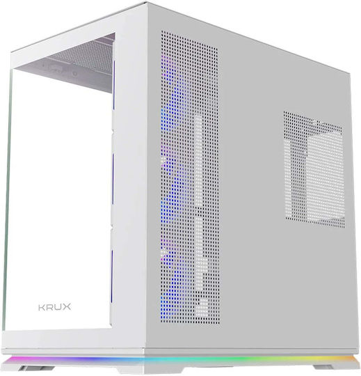 Atron Gaming Midi Tower Computer Case with Side Window and ARGB Lighting White