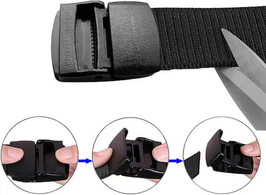 Στρατιωτική Ζώνη Ιμάντας 120 Cm Polyester Πλαστική Πόρπη – Μαύρη