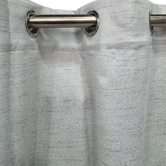 SpitiBazaar Grey Sky Blue Grommet Curtain 270x280cm
