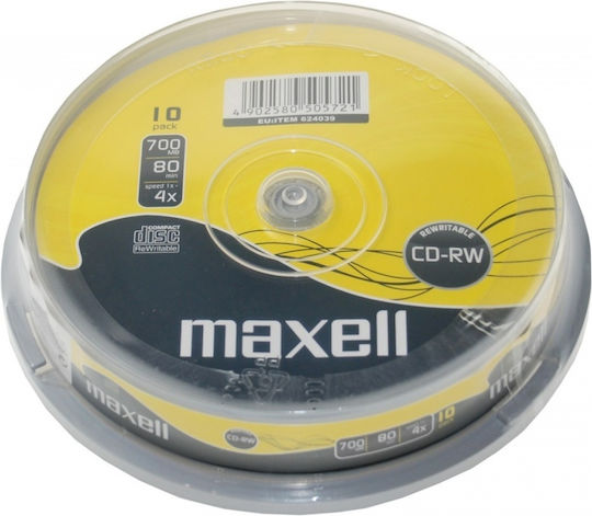 Maxell Презаписваеми CD-RW 4x 0.7ГБ Кутия за торта 10бр