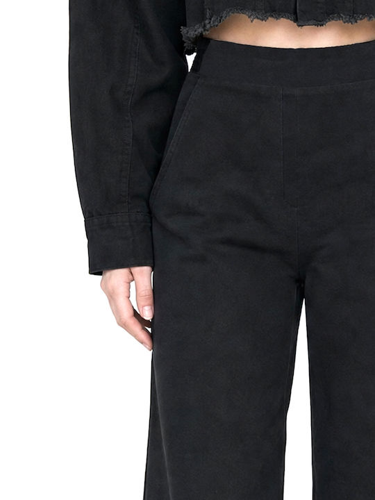Damen-Stoffhose mit Gummizug Schwarz