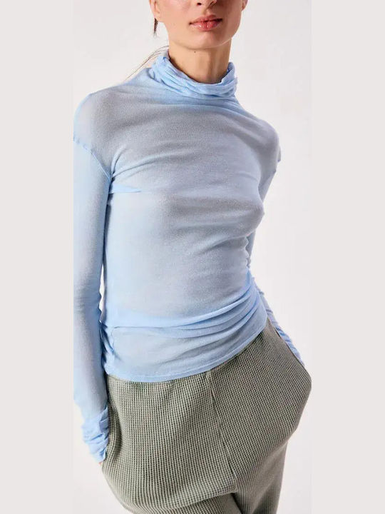 Massachusetts Summer Women's Cotton Long-Sleeve Blouse Ciel