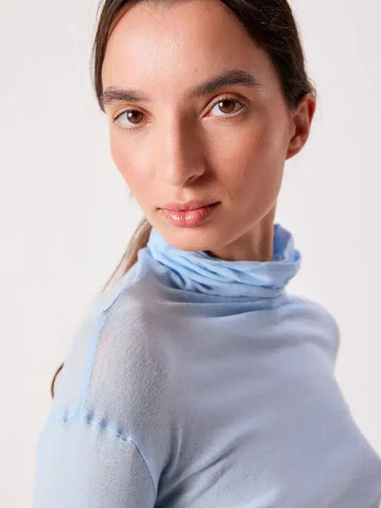 Massachusetts Summer Women's Cotton Long-Sleeve Blouse Ciel