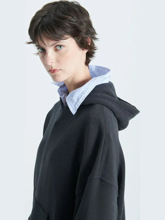 Atubay Winter Women's Fleece Long Sleeve Hooded Blouse Black