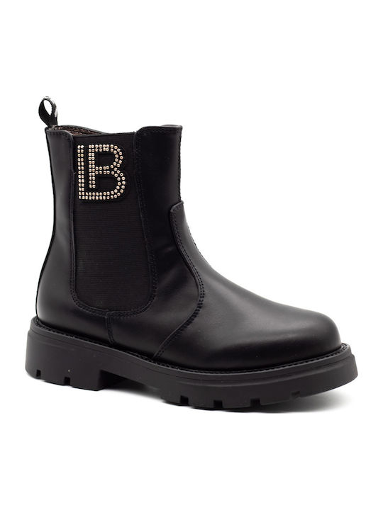 Schwarze Kinderlederstiefeletten mit Reißverschluss
