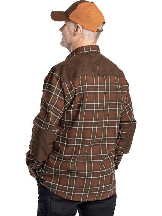 Beige Checked Long Sleeve Flannel Shirt