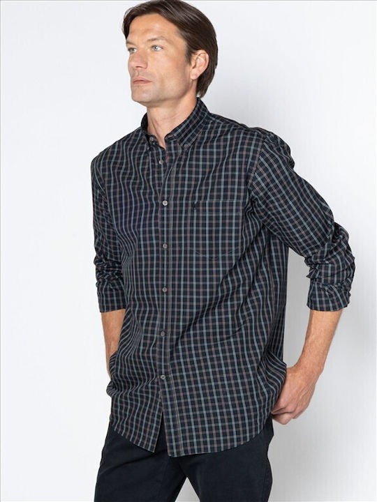 Maverick Long Sleeve Shirt in Regular Fit Checked Black