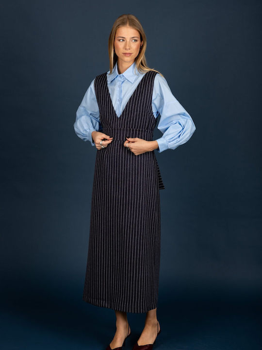 Midi-Kleid Ärmellos Blau