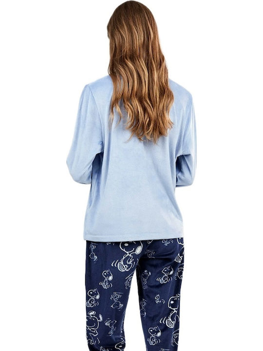 Gisela Winter Women's Fleece Pyjama Set Light Blue