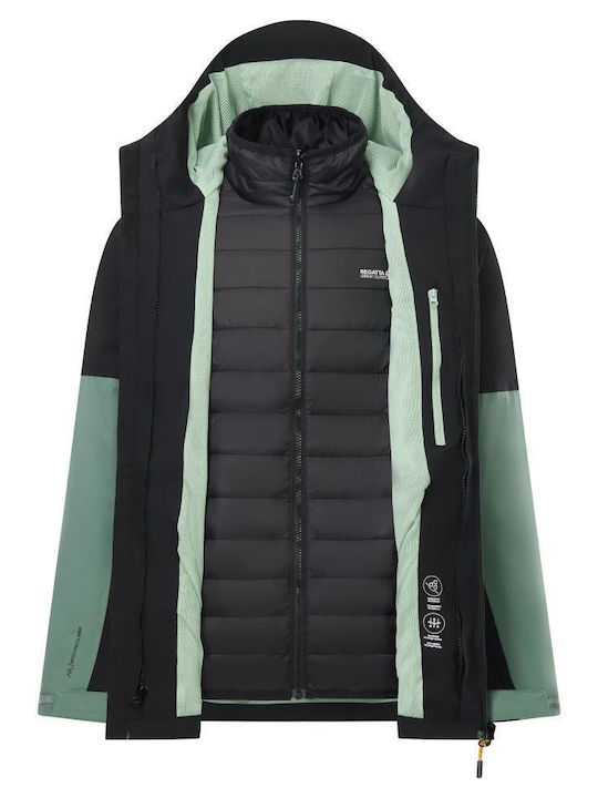 3-in-1 Winter Waterproof and Windproof Jacket Dark Forest Green Black