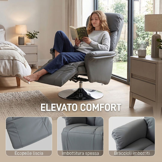 Relax Armchair with Footstool 78x80x109cm Grey Relax Armchair with Footstool 78x80x109cm Grey