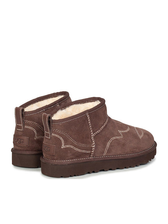 Classic Ultra Mini Damenstiefeletten Cowboy Braun