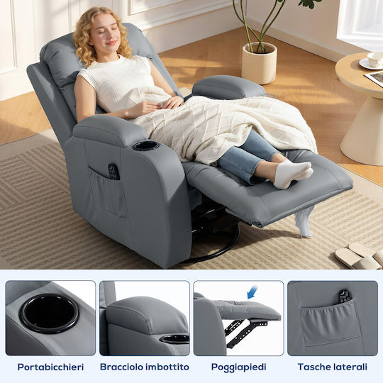 Relax Armchair with Footstool 82x99x103cm Light Grey Relax Armchair with Footstool 82x99x103cm Light Grey
