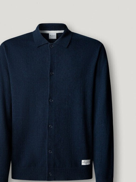 Men’s Knitted Cardigan with Buttons Navy Blue