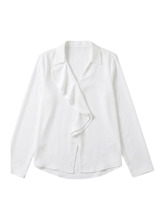 Women's Long Sleeve White Blouse