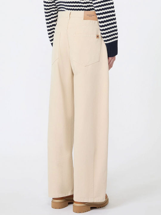 Women's Leather Trousers Ivory