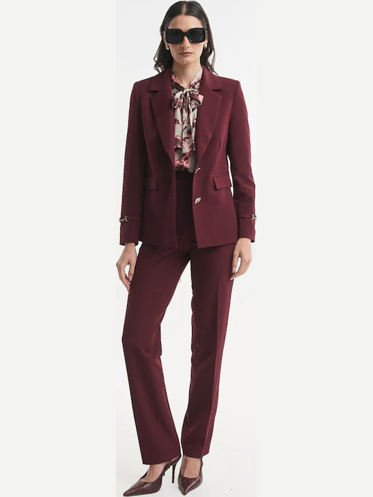 Burgundy Women's Suit in Slim Fit