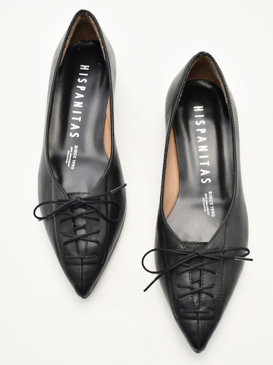 Black Leather Pointed Toe Heels