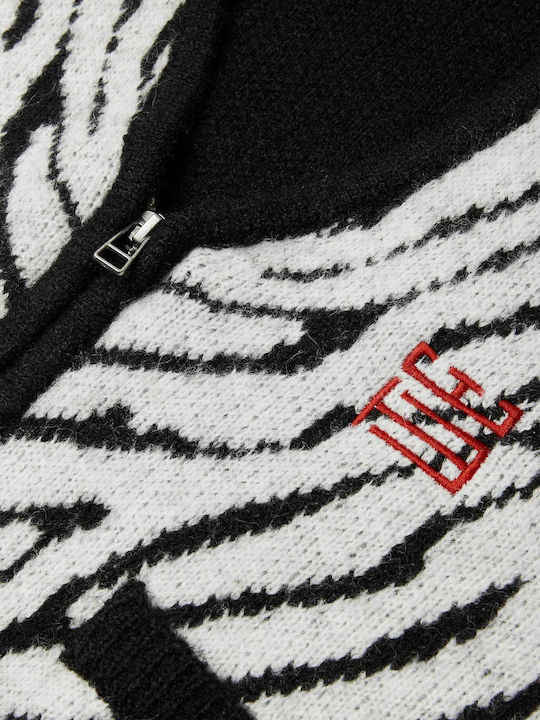 Women's Knitted Cardigan with Zipper Black