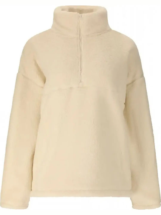 Winter Women's Fleece Hiking Top Long Sleeve with Zipper White