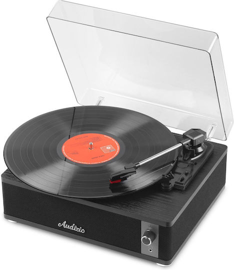 Audizio Irvine DJPIK311 Plattenspieler mit Riemenantrieb und Eingebauten Lautsprechern in Schwarz