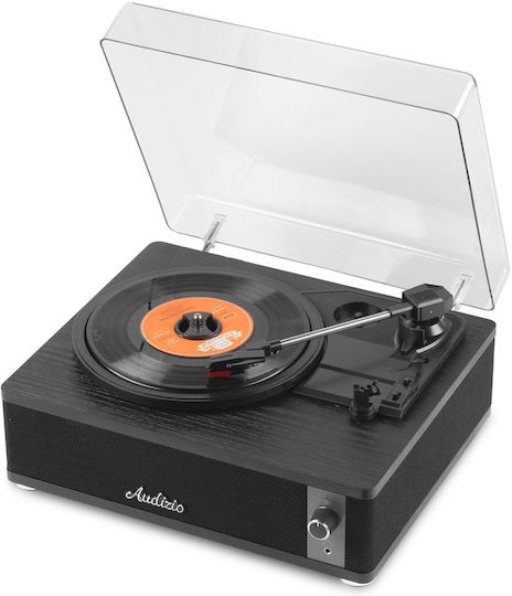 Audizio Irvine DJPIK311 Plattenspieler mit Riemenantrieb und Eingebauten Lautsprechern in Schwarz