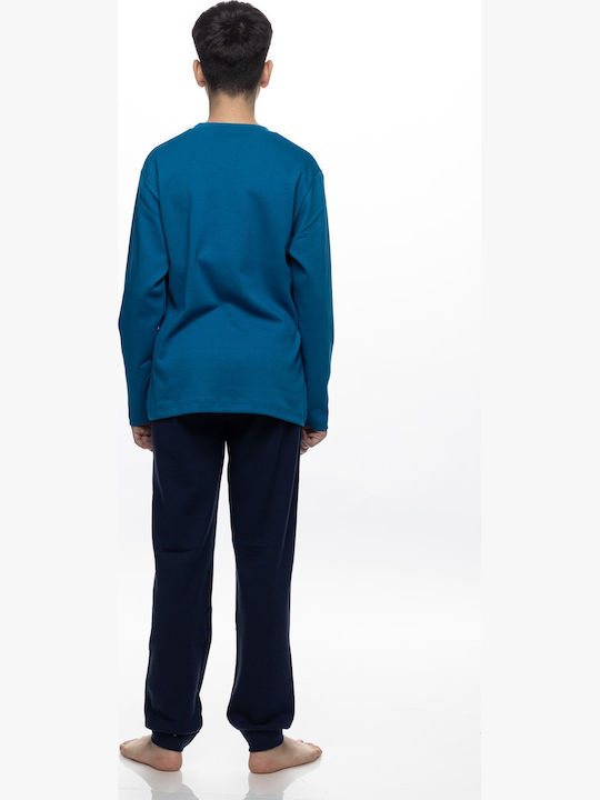 Galaxy Kinder-Baumwollpyjama Petrolblau/Blau